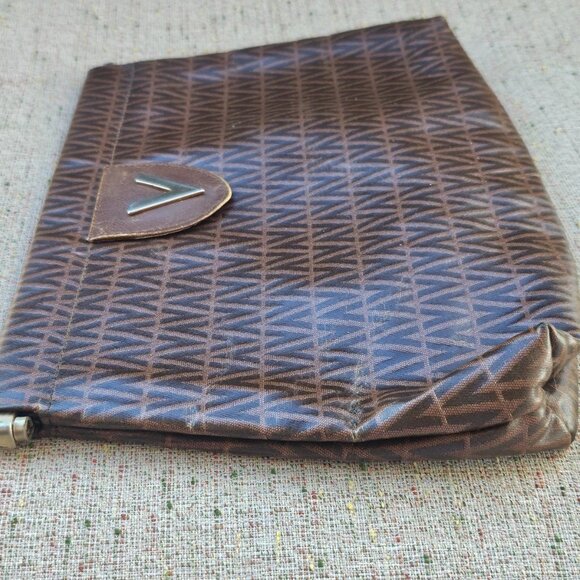 Vint Valentino Clutch Bag Make Up Bag Brown Leather Bag Cosmetic Bag Made Italy - Picture 5 of 12